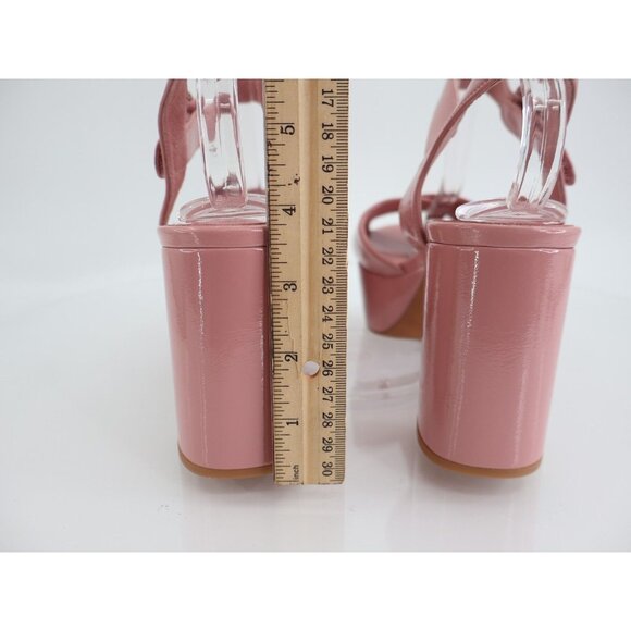Jeffrey Campbell Platz Sandal Dusty Pink Patent Leather Platform Heels Chunky 10 - Picture 8 of 14